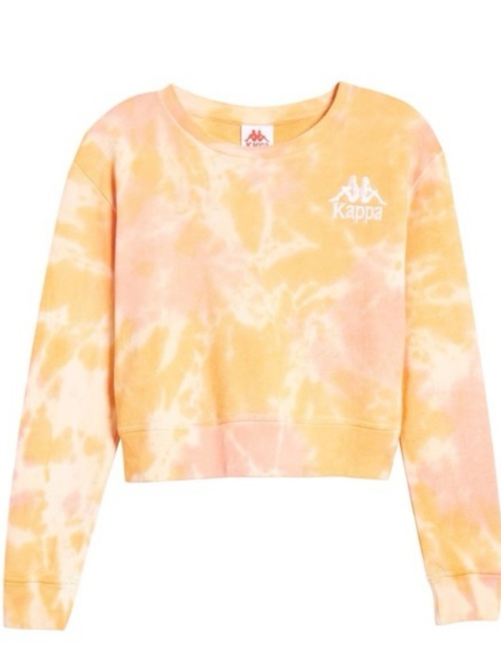 Kappa Active Catros Pink & Orange Tie Dye Crop Sweatshirt 100% Cotton Size XS